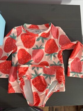 Carter's Toddler Strawberry Long-Sleeve Rash Guard Swimsuit - Pink/Red